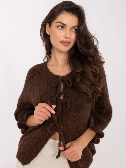 Pulover Dama Maneca 3/4, Guler inalt, ITALY MODA, Maro Casual