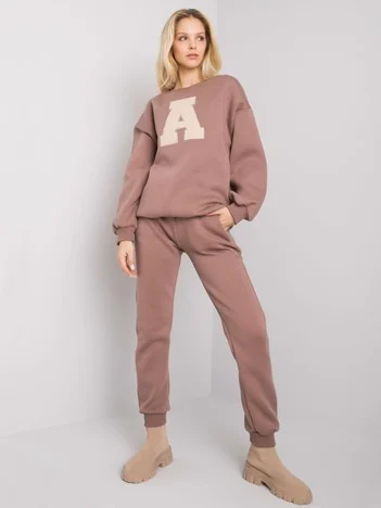 Compleu Dama Maneca lunga, Decolteu rotund, ex moda, Maro