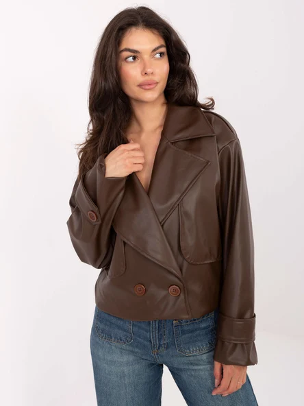 Jacheta Dama Mini, Guler inalt, RUE PARIS, Maro Casual