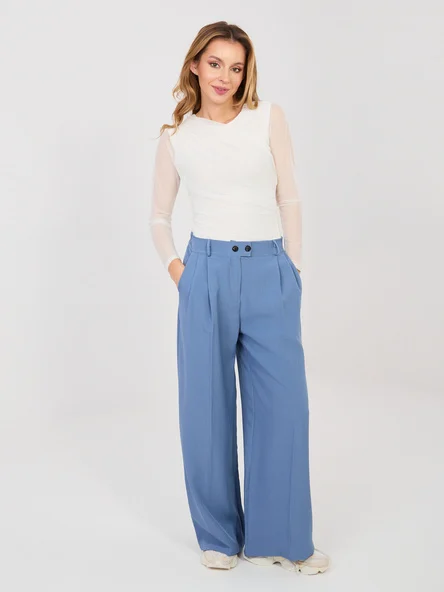 Pantaloni Dama Lunga, Elegant, RUE PARIS, Albastru de Petrecere