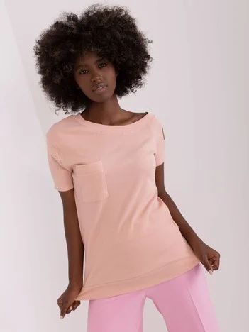 Bluza Dama Dungi, Guler inalt, Och Bella, Roz Casual