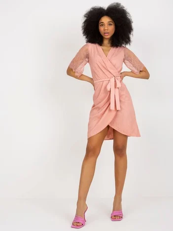 Rochie Dama Mini, Dantela, LAKERTA, Roz de Sarbatori