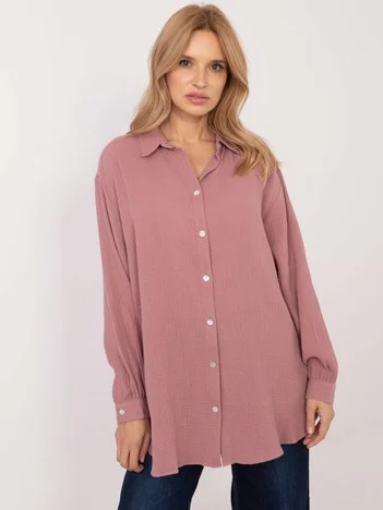 Camasa Dama Maneca lunga, Guler inalt, Sublevel, Roz Casual