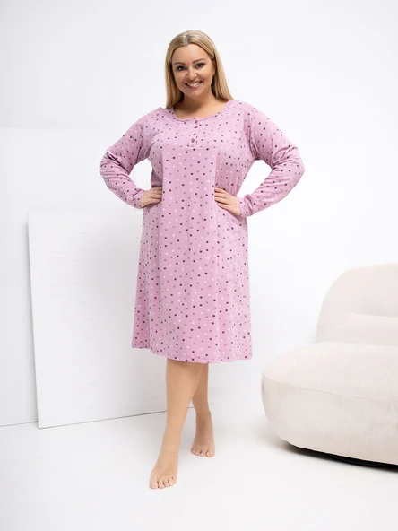 Camasa de Noapte Dama Maxi, Buline, Forever Pink, Roz Marimi Mari