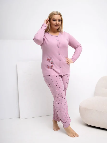 Pijama Dama Maneca lunga, Buline, Forever Pink, Roz Marimi Mari
