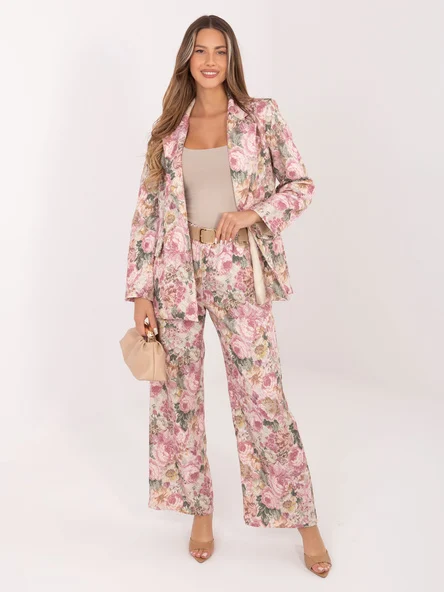 Pantaloni Dama Lunga, Floral, RUE PARIS, Roz