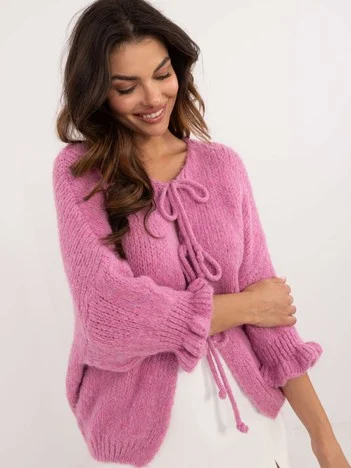 Pulover Dama Maneca 3/4, Guler inalt, ITALY MODA, Roz Casual
