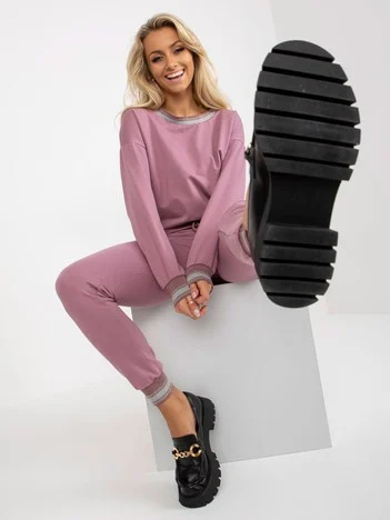 Compleu Dama Maneca lunga, Mansete elastice, RELEVANCE, Roz Casual