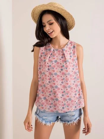 Top Dama Fara maneci, Floral, Sublevel, Roz Casual Model D50039F11004A