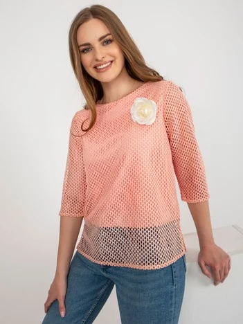 Bluza Dama Maneca 3/4, Elegant, LAKERTA, Piersica Eleganta Office