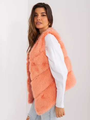 Vesta Dama Fara maneci, Guler inalt, Wool Fashion Italia, Piersica de Vara