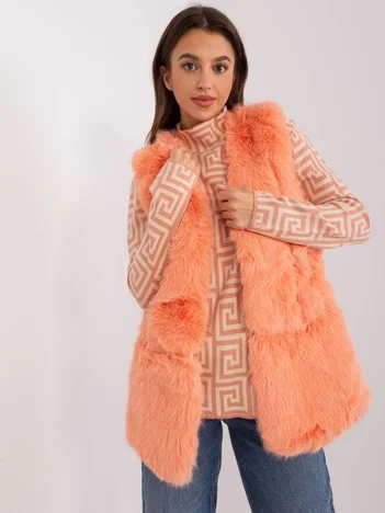 Vesta Dama Fara maneci, Guler inalt, Wool Fashion Italia, Piersica de Vara Marimi Mari