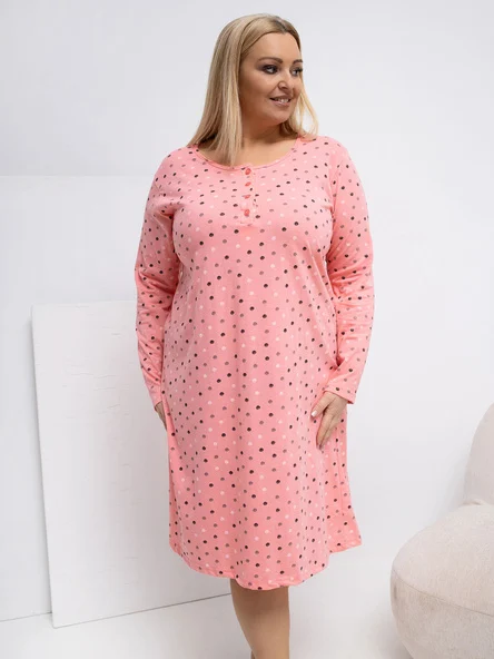Camasa de Noapte Dama Maxi, Buline, Forever Pink, Piersica Marimi Mari