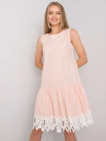 Rochie Dama Midi, Decolteu rotund, LAKERTA, Piersica Eleganta Office