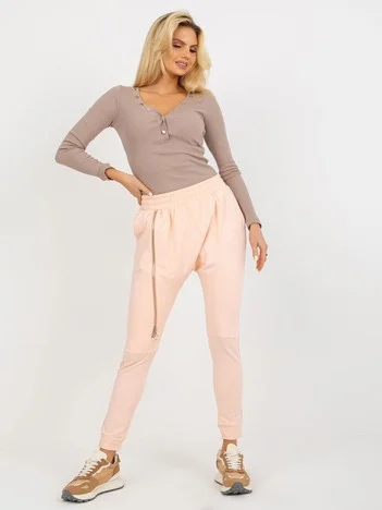 Pantaloni Trening Dama Mansete elastice, Guler inalt, ex moda, Piersica Casual