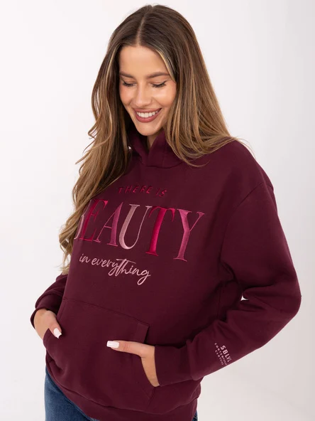 Hanorac Dama Maneca lunga, Guler inalt, Sublevel, Bordo Casual Marimi Mari