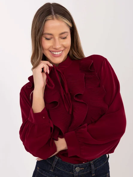 Camasa Dama Maneca lunga, Elegant, RED LINE, Bordo Eleganta Office