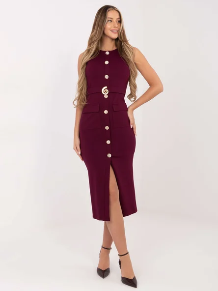 Rochie Dama Midi, Rochie creion, ITALY MODA, Bordo Eleganta Office