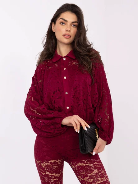 Camasa Dama Mini, Dantela, ITALY MODA, Bordo de Petrecere