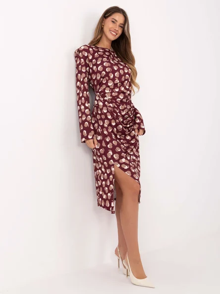 Rochie Dama Maxi, Geometric, RUE PARIS, Bordo Eleganta Office