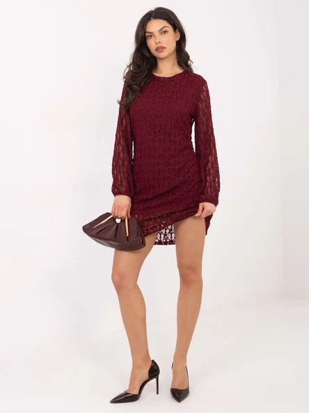 Rochie Dama Mini, Dantela, ITALY MODA, Bordo Eleganta