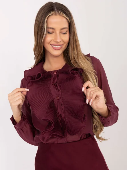 Camasa Dama Maneca lunga, Elegant, RED LINE, Bordo Eleganta Office