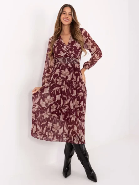 Rochie Dama Maxi, Floral, ITALY MODA, Bordo