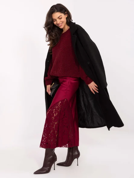 Fusta Dama Midi, Dantela, RUE PARIS, Bordo Eleganta Office