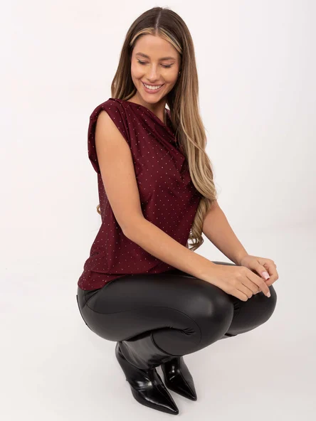 Bluza Dama Fara maneci, Elegant, ITALY MODA, Bordo de Petrecere
