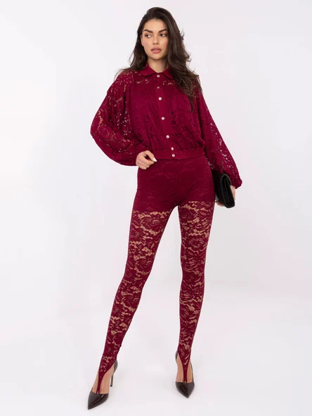 Pantaloni Dama Dantela, Elegant, ITALY MODA, Bordo de Petrecere