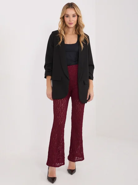 Pantaloni Dama Lunga, Dantela, ITALY MODA, Bordo de Petrecere