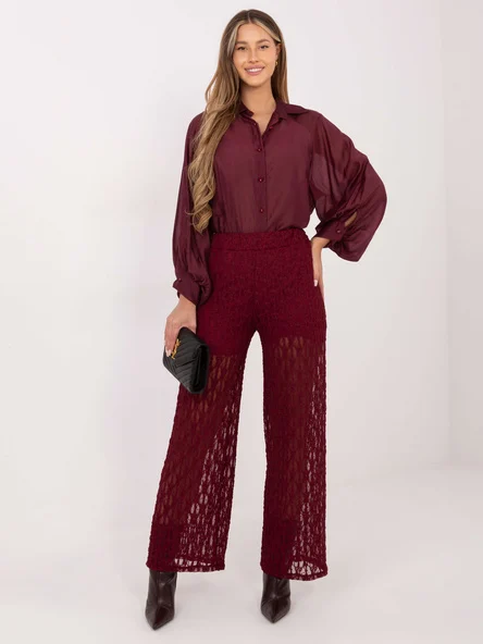 Pantaloni Dama Dantela, Elegant, ITALY MODA, Bordo de Petrecere