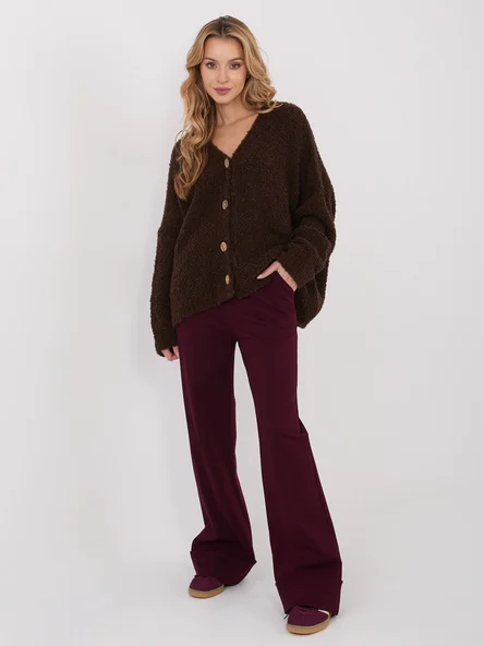Pantaloni Dama Larga, Guler inalt, RUE PARIS, Bordo Eleganta Office