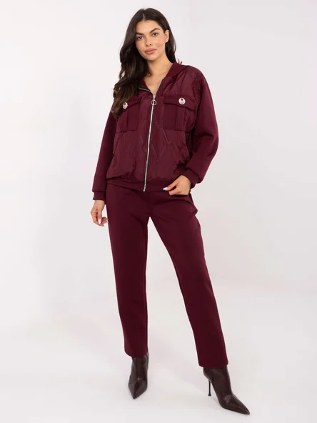 Compleu Dama Maneca lunga, Conica, ITALY MODA, Bordo Casual