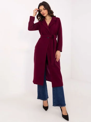 Palton Dama Lunga, Elegant, Och Bella, Bordo Eleganta Office