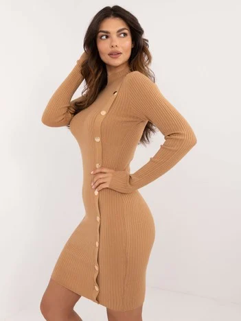 Rochie Dama Maxi, Dungi, Wool Fashion Italia, Camel Eleganta Office