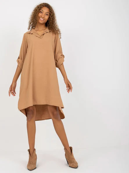 Rochie Dama Maxi, Rochie asimetrica, ITALY MODA, Camel Eleganta Office