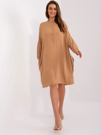 Rochie Dama Midi, Oversize, ITALY MODA, Camel Eleganta Office