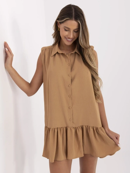 Rochie Dama Mini, Rochie asimetrica, RUE PARIS, Camel de Vara