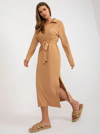 Rochie Dama Maxi, Dungi, LAKERTA, Camel Eleganta Office