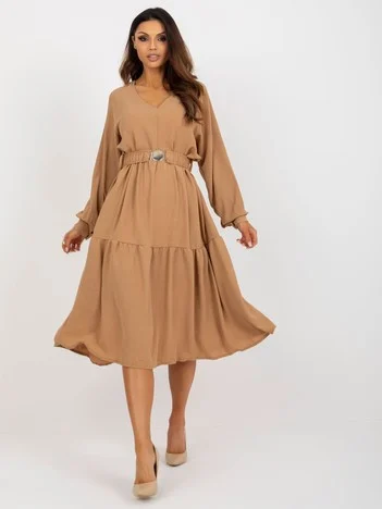 Rochie Dama Maxi, Lejera, Och Bella, Camel Eleganta Office