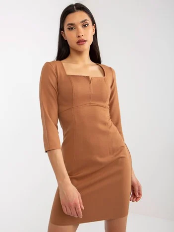 Rochie Dama Mini, Rochie creion, LAKERTA, Camel de Ocazie Nunta