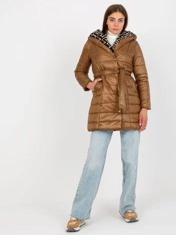 Jacheta Dama Maneca lunga, Guler inalt, Trendy. ING, Camel Eleganta Office
