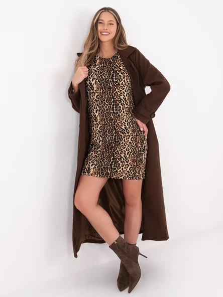 Rochie Dama Maxi, Animal print, RELEVANCE, Camel