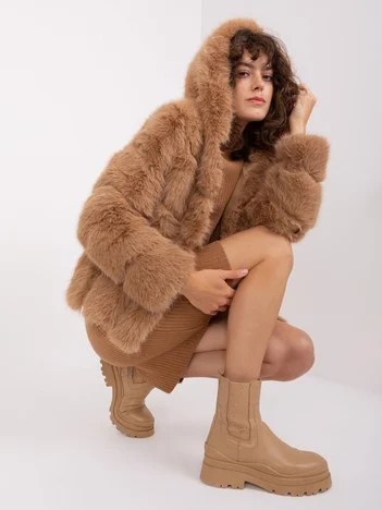 Jacheta Dama Maneca lunga, Guler inalt, Wool Fashion Italia, Camel de Vara Marimi Mari