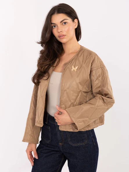 Jacheta Dama Elegant, Guler inalt, RUE PARIS, Camel Eleganta Office