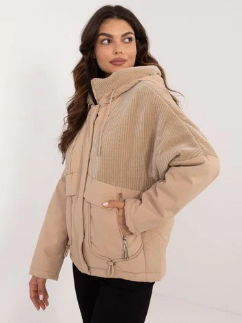 Jacheta Dama Guler inalt, Poliester, Vaston, Camel Casual