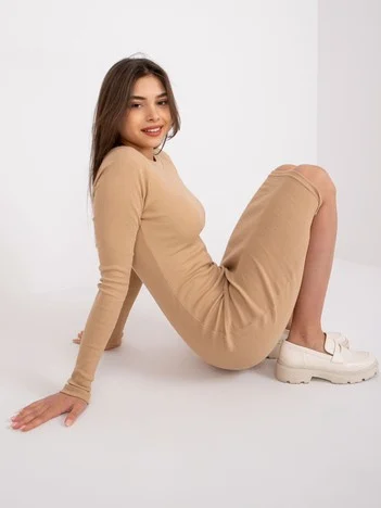 Rochie Dama Maxi, Dungi, ex moda, Camel Eleganta Office