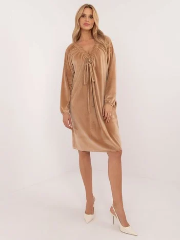 Rochie Dama Maxi, Rochie dreapta, ITALY MODA, Camel