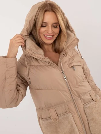 Jacheta Dama Guler inalt, Poliester, Wind Line, Camel Casual